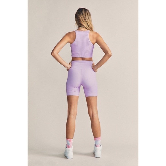 NEW LoveShackFancy x Beach Riot Ribbed High Waisted Bike Shorts Medium - Picture 2 of 8